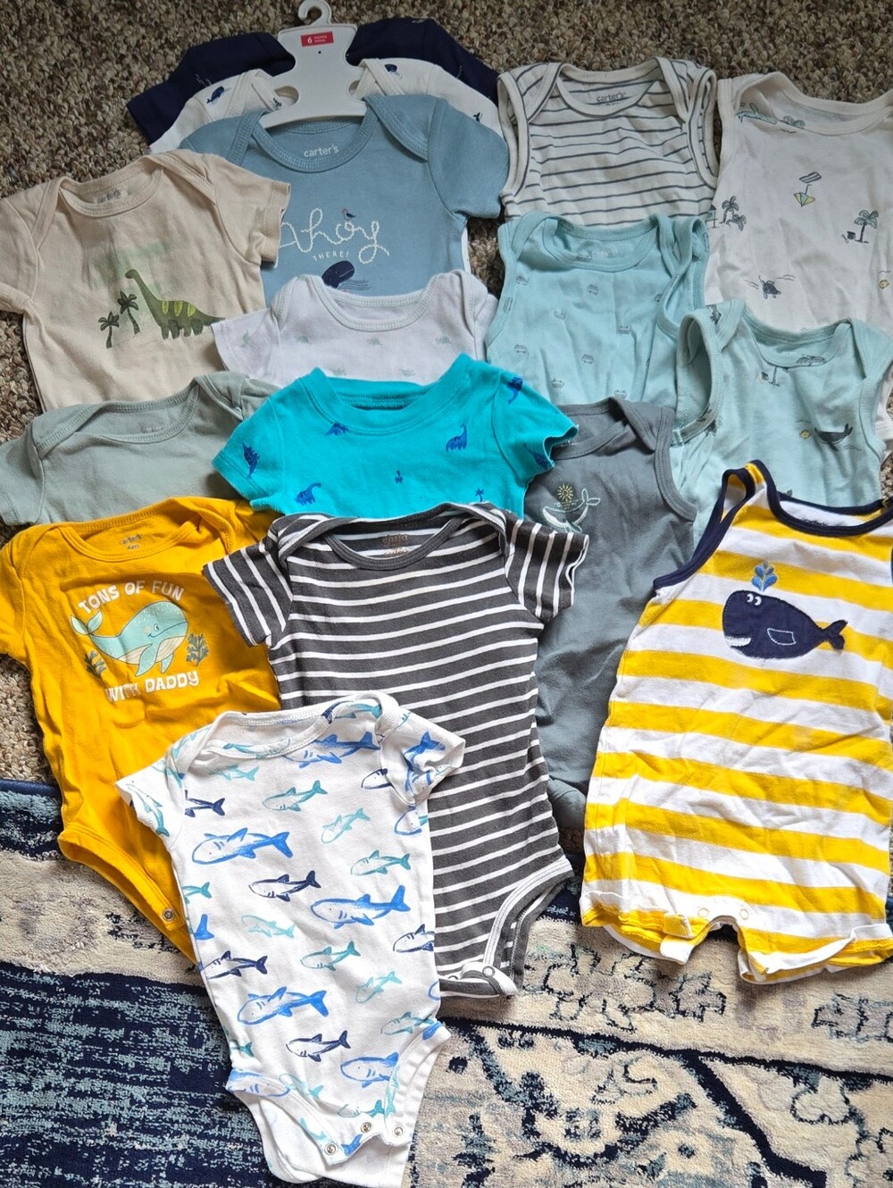 16 count Carter's boys sleeveless and short sleeve onesies boys size 6 months